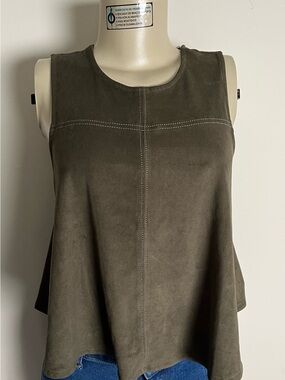 Chloe & Katie Olive Green Suede Swing Tank Top